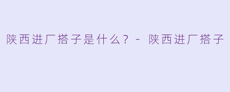 陕西进厂搭子是什么？