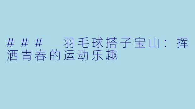 ### 羽毛球搭子宝山：挥洒青春的运动乐趣