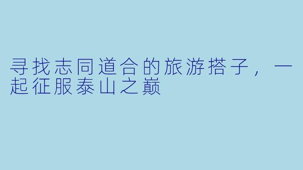 寻找志同道合的旅游搭子，一起征服泰山之巅