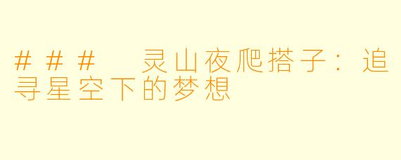 ### 灵山夜爬搭子:追寻星空下的梦想