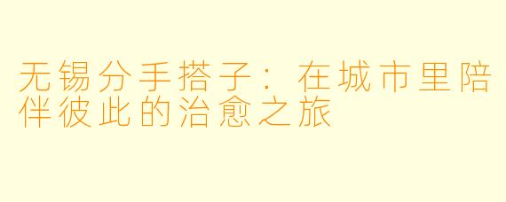 无锡分手搭子：在城市里陪伴彼此的治愈之旅