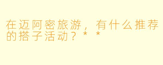 在迈阿密旅游，有什么推荐的搭子活动？**