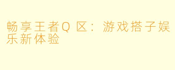 畅享王者Q区：游戏搭子娱乐新体验