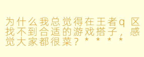 为什么我总觉得在王者q区找不到合适的游戏搭子，感觉大家都很菜？****