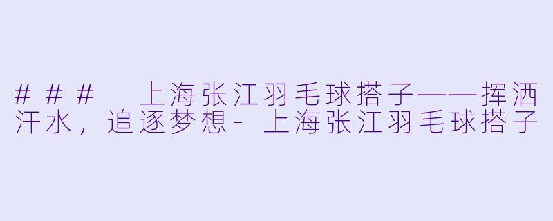 ### 上海张江羽毛球搭子——挥洒汗水，追逐梦想-上海张江羽毛球搭子
