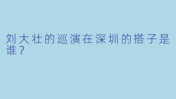 刘大壮的巡演在深圳的搭子是谁？  