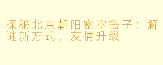 探秘北京朝阳密室搭子：解谜新方式，友情升级