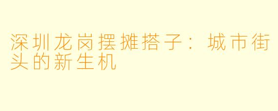 深圳龙岗摆摊搭子：城市街头的新生机