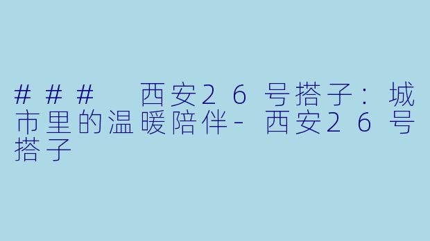 ### 西安26号搭子：城市里的温暖陪伴-西安26号搭子