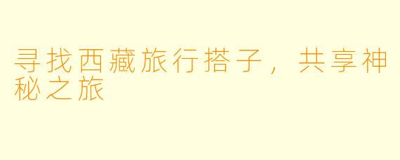 寻找西藏旅行搭子，共享神秘之旅