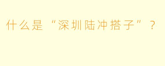 什么是“深圳陆冲搭子”?