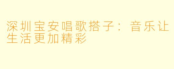 深圳宝安唱歌搭子:音乐让生活更加精彩