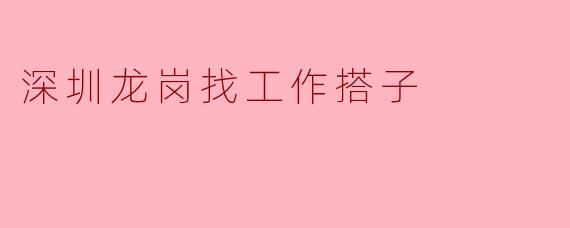 深圳龙岗找工作搭子