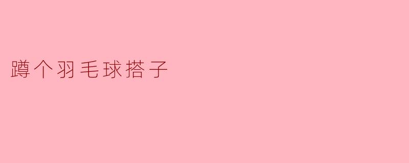 蹲个羽毛球搭子