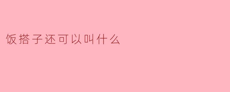 饭搭子还可以叫什么