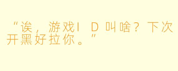“诶，游戏ID叫啥？下次开黑好拉你。”