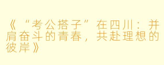 《“考公搭子”在四川：并肩奋斗的青春，共赴理想的彼岸》