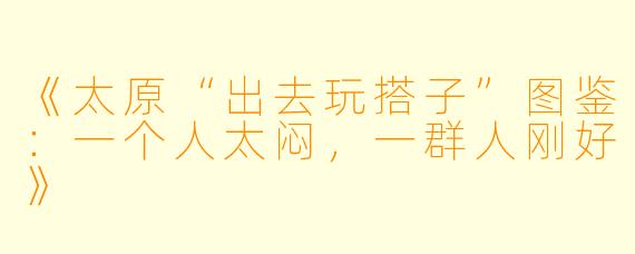 《太原“出去玩搭子”图鉴：一个人太闷，一群人刚好》