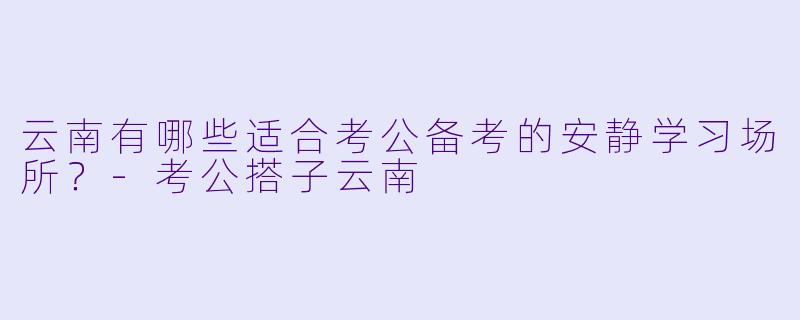 云南有哪些适合考公备考的安静学习场所？