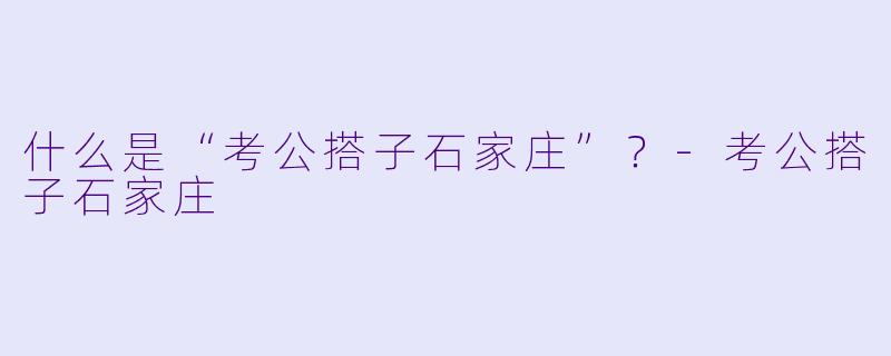 什么是“考公搭子石家庄”？-考公搭子石家庄