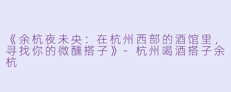《余杭夜未央：在杭州西部的酒馆里，寻找你的微醺搭子》-杭州喝酒搭子余杭