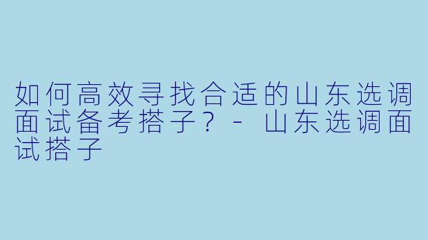 如何高效寻找合适的山东选调面试备考搭子？-山东选调面试搭子