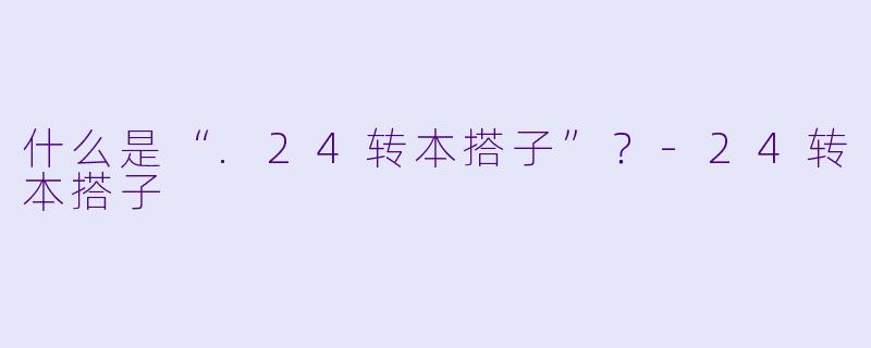 什么是“.24转本搭子”?