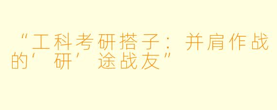 “工科考研搭子：并肩作战的‘研’途战友”