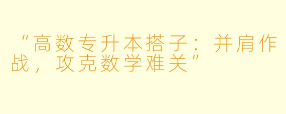 “高数专升本搭子：并肩作战，攻克数学难关”
