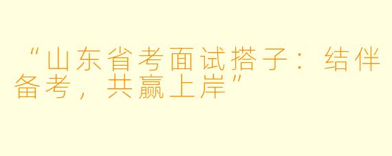 “山东省考面试搭子:结伴备考,共赢上岸”