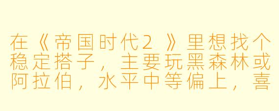 在《帝国时代2》里想找个稳定搭子，主要玩黑森林或阿拉伯，水平中等偏上，喜欢打配合和发育运营，有没有类似风格的玩家一起开黑？