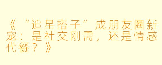 《“追星搭子”成朋友圈新宠：是社交刚需，还是情感代餐？》