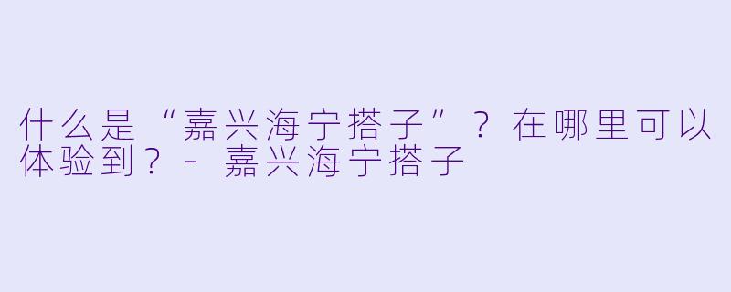 什么是“嘉兴海宁搭子”?在哪里可以体验到?