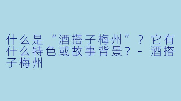 什么是“酒搭子梅州”？它有什么特色或故事背景？-酒搭子梅州