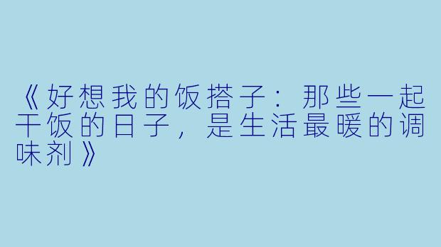 《好想我的饭搭子：那些一起干饭的日子，是生活最暖的调味剂》