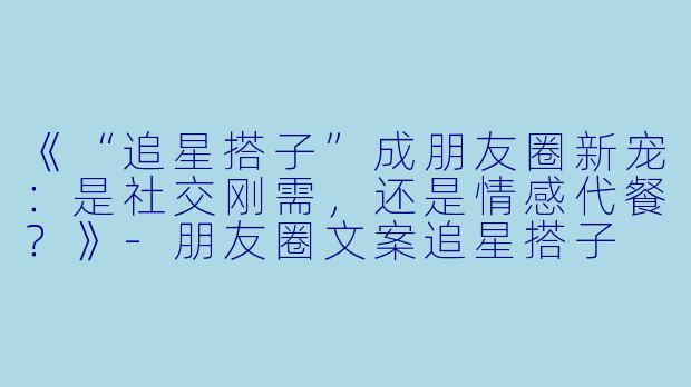 《“追星搭子”成朋友圈新宠：是社交刚需，还是情感代餐？》-朋友圈文案追星搭子