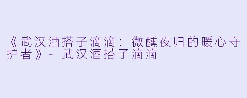 《武汉酒搭子滴滴：微醺夜归的暖心守护者》-武汉酒搭子滴滴