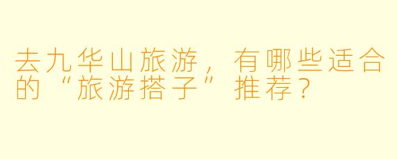 去九华山旅游,有哪些适合的“旅游搭子”推荐?