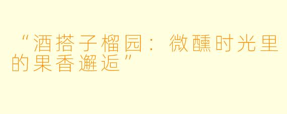 “酒搭子榴园：微醺时光里的果香邂逅”