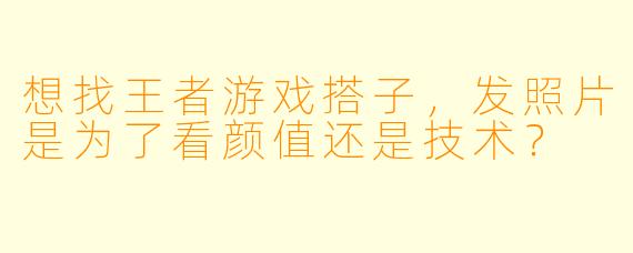 想找王者游戏搭子，发照片是为了看颜值还是技术？