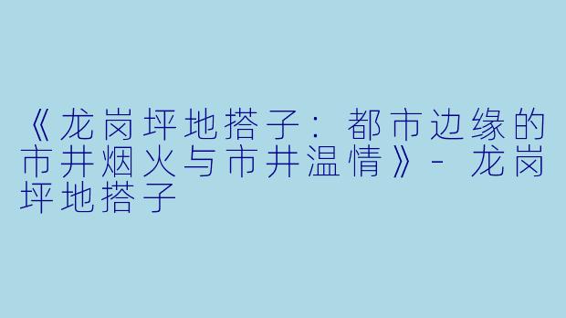 《龙岗坪地搭子:都市边缘的市井烟火与市井温情》