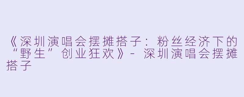 《深圳演唱会摆摊搭子：粉丝经济下的“野生”创业狂欢》-深圳演唱会摆摊搭子