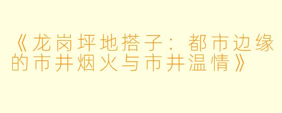 《龙岗坪地搭子：都市边缘的市井烟火与市井温情》