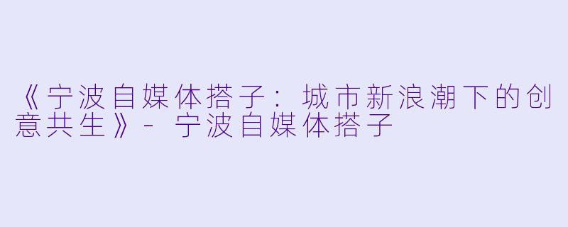 《宁波自媒体搭子：城市新浪潮下的创意共生》-宁波自媒体搭子