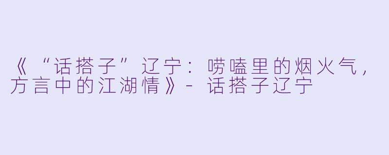 《“话搭子”辽宁：唠嗑里的烟火气，方言中的江湖情》-话搭子辽宁