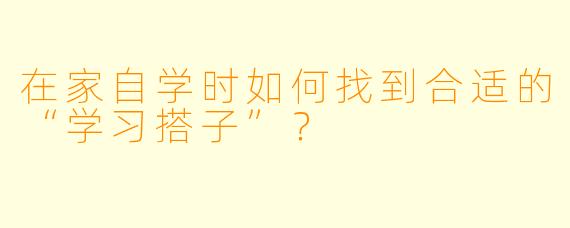 在家自学时如何找到合适的“学习搭子”?