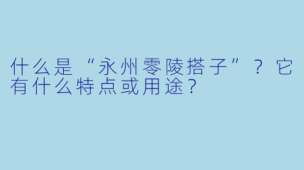 什么是“永州零陵搭子”?它有什么特点或用途?