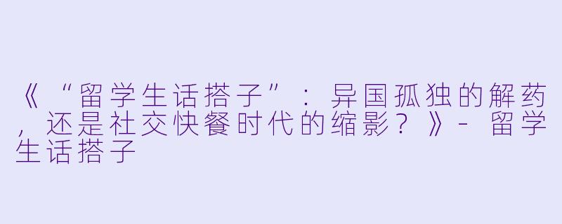 《“留学生话搭子”：异国孤独的解药，还是社交快餐时代的缩影？》-留学生话搭子