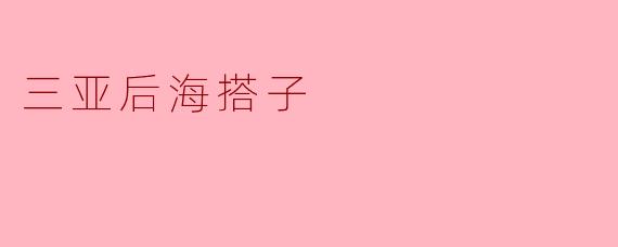 三亚后海搭子
