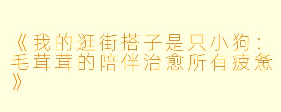 《我的逛街搭子是只小狗：毛茸茸的陪伴治愈所有疲惫》